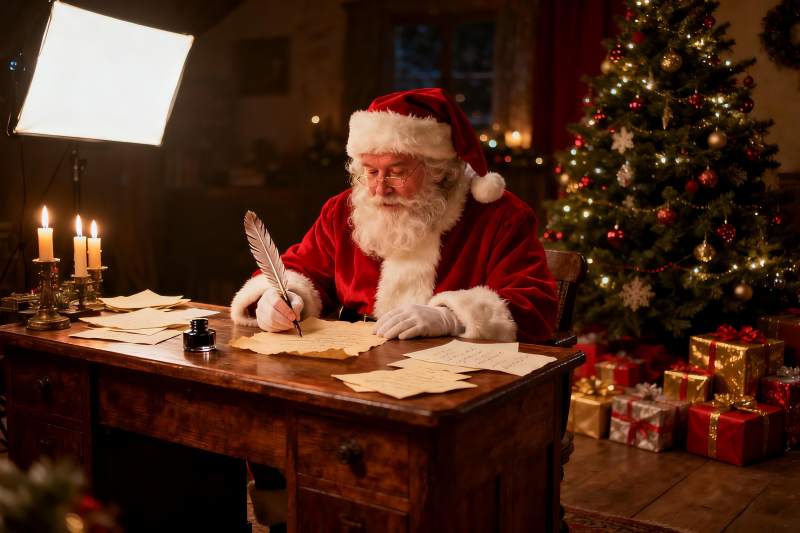 圣诞老人写信庆祝节日图片
