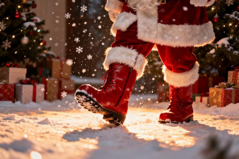 圣诞老人雪地漫步图片