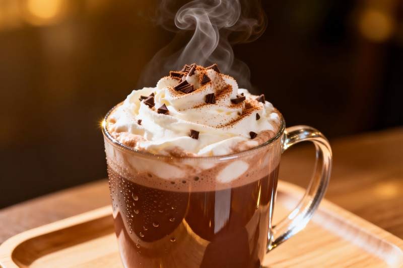热巧克力杯散发香气图片