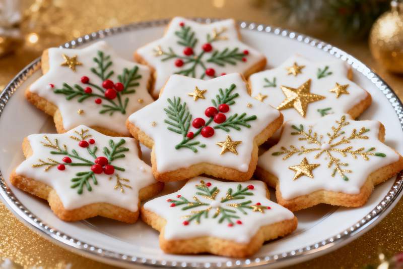 圣诞主题星形饼干摆盘图片