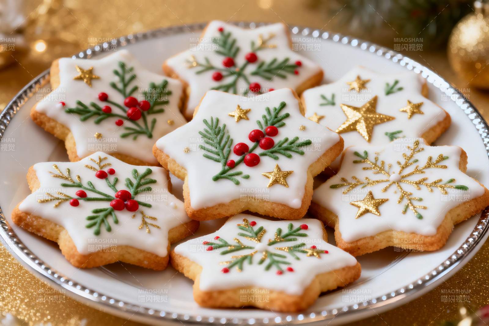 圣诞主题星形饼干摆盘图片