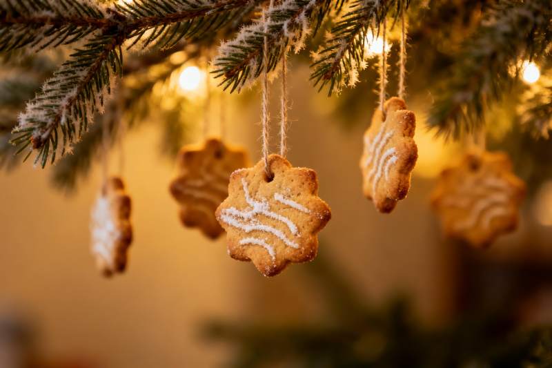 圣诞树挂饼干节日氛围温馨图片