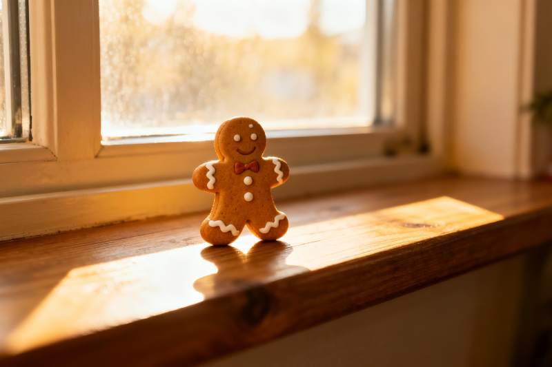 姜饼人窗台阳光照图片