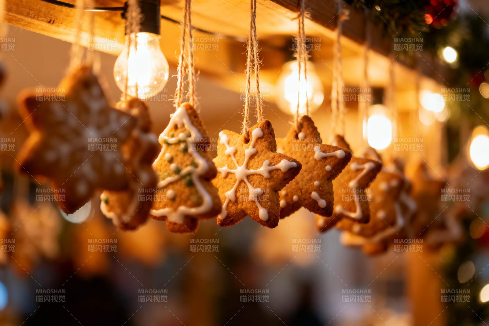 节日挂饰饼干灯光闪烁图片
