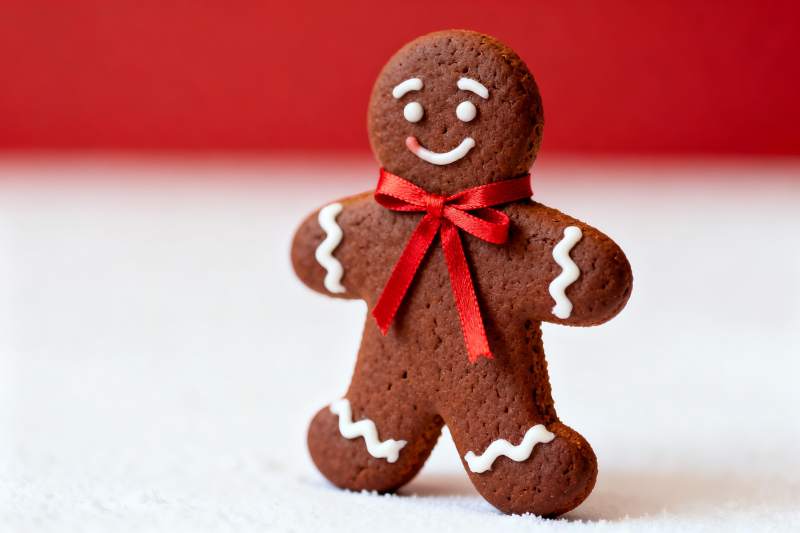 圣诞姜饼人饼干特写图片
