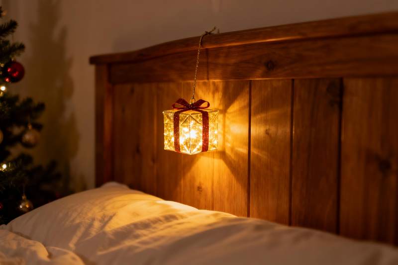 圣诞夜卧室温馨灯光装饰图片