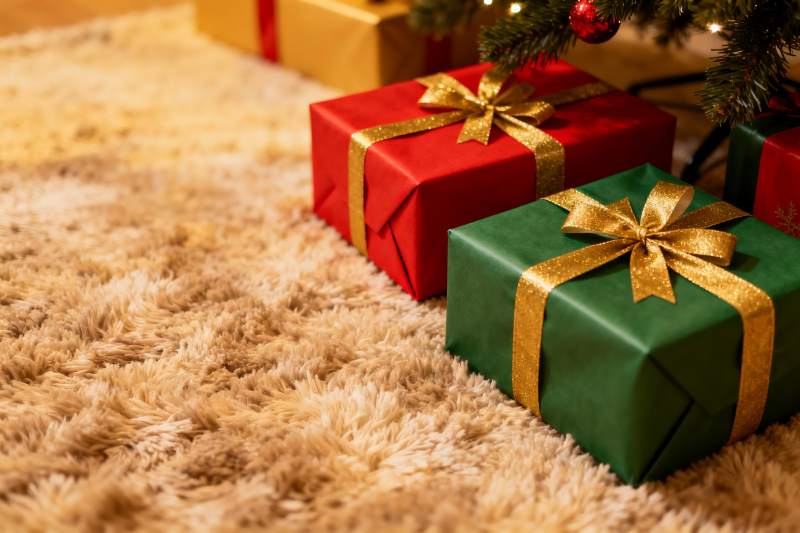圣诞树下礼物盒图片