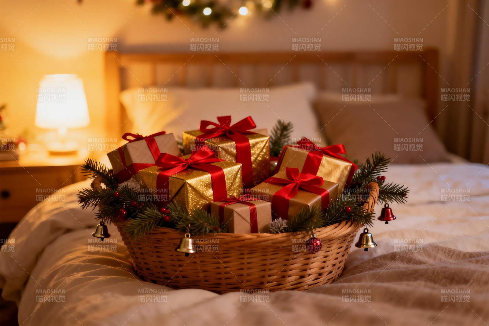 温馨卧室圣诞礼物篮图片