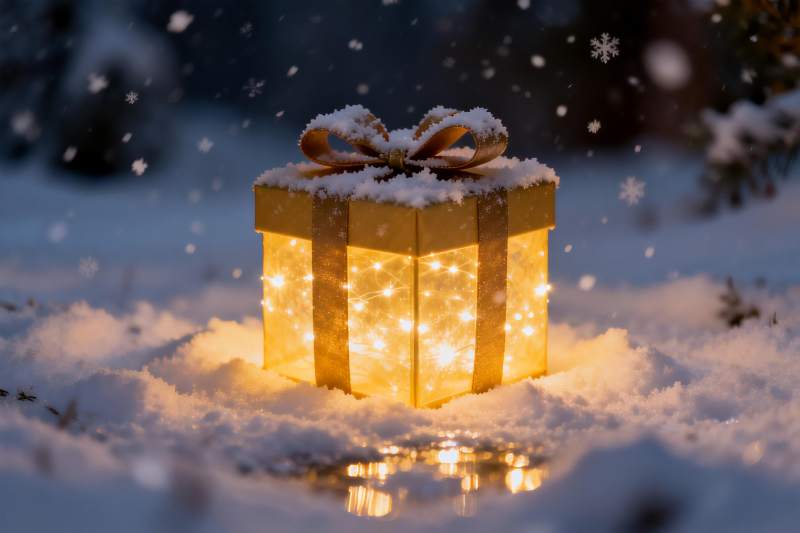雪地发光礼盒图片