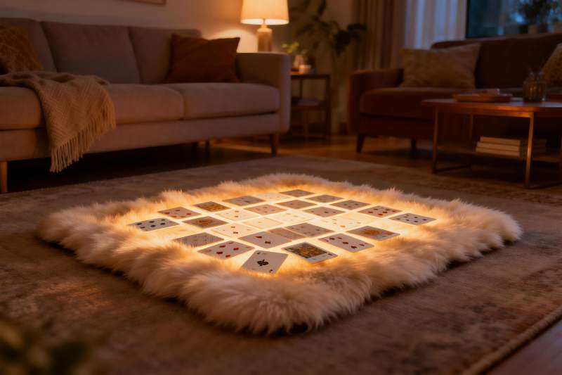 温暖客厅中的发光纸牌游戏图片