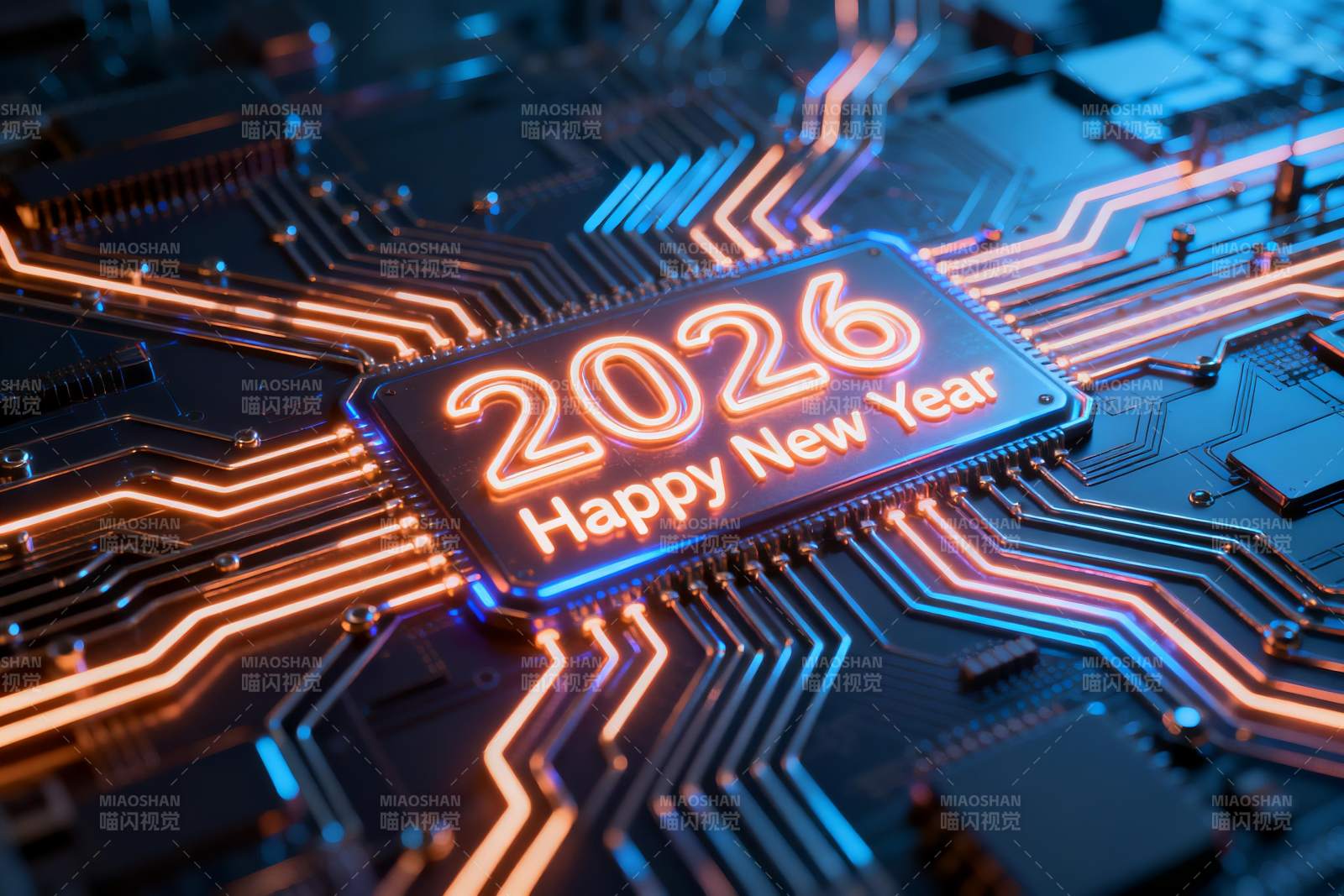 科技芯片新年主题设计图片