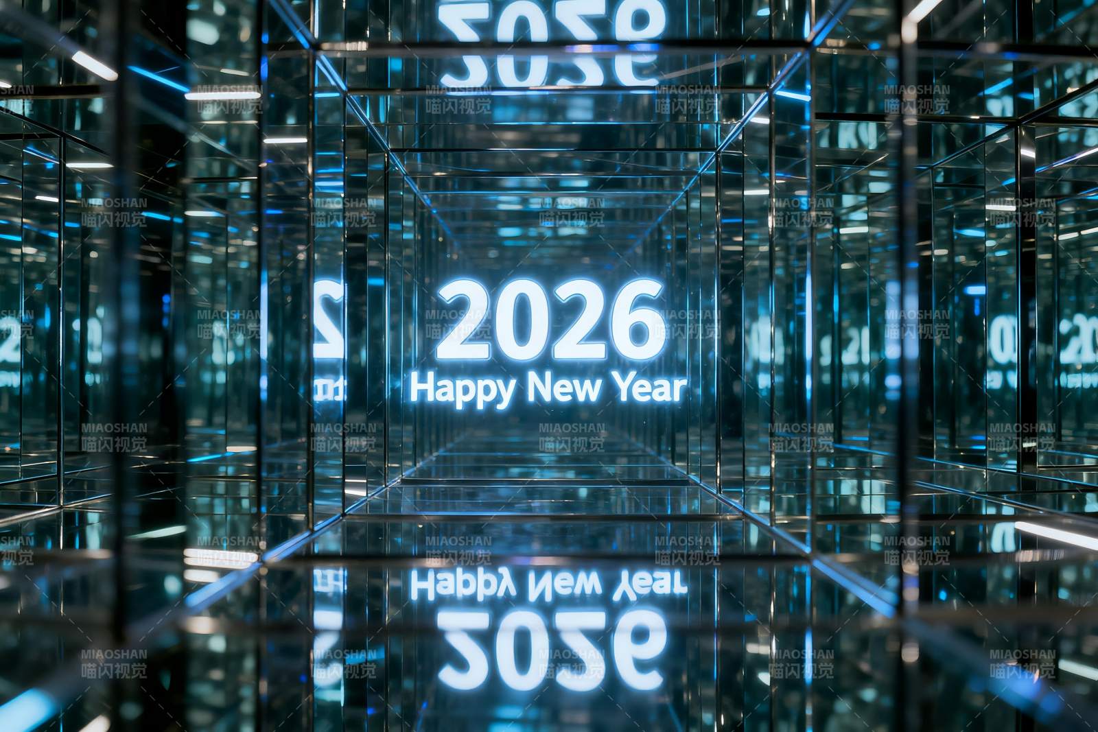 2026新年数字镜面反射走廊图片