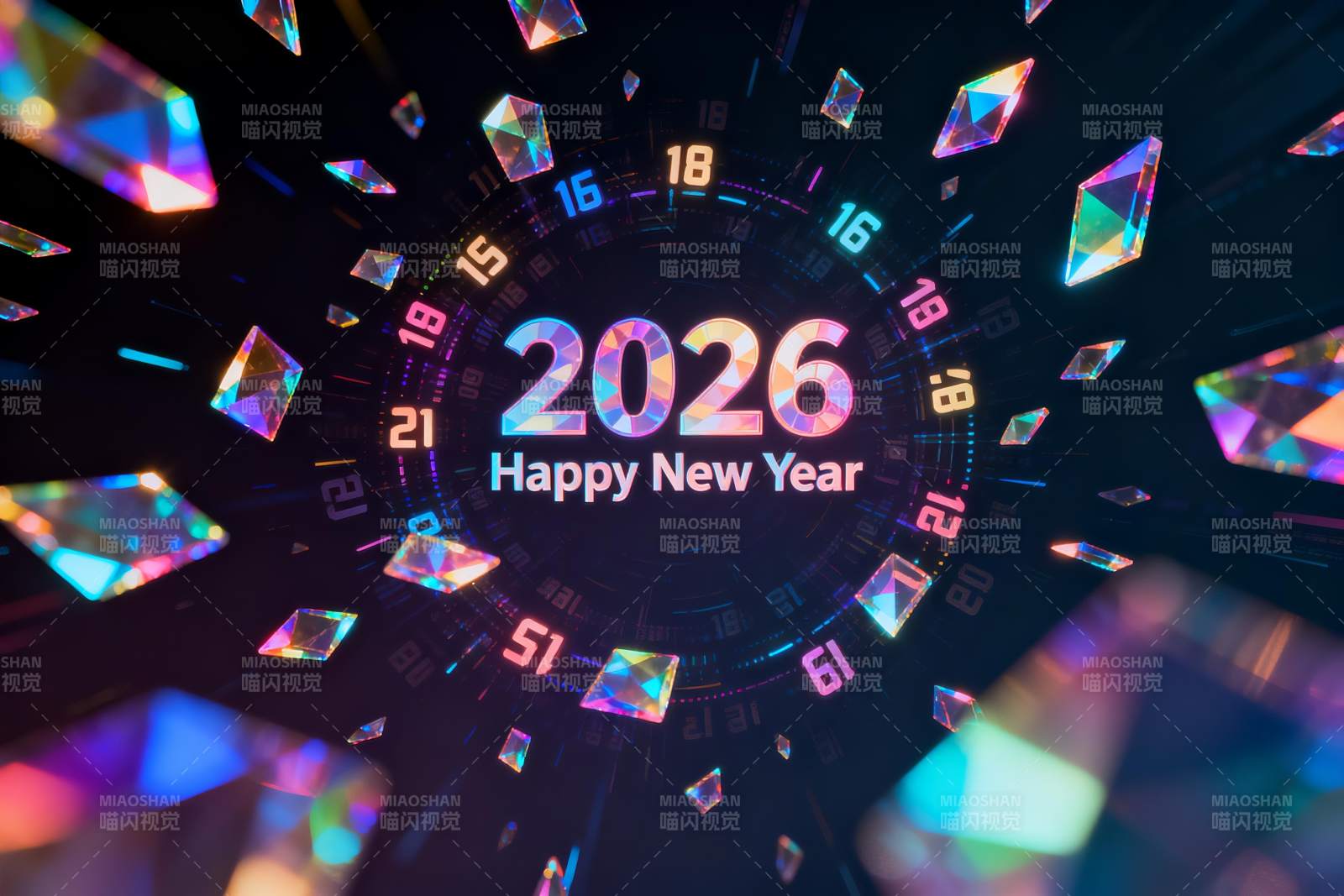 2026新年数字与闪耀水晶图片
