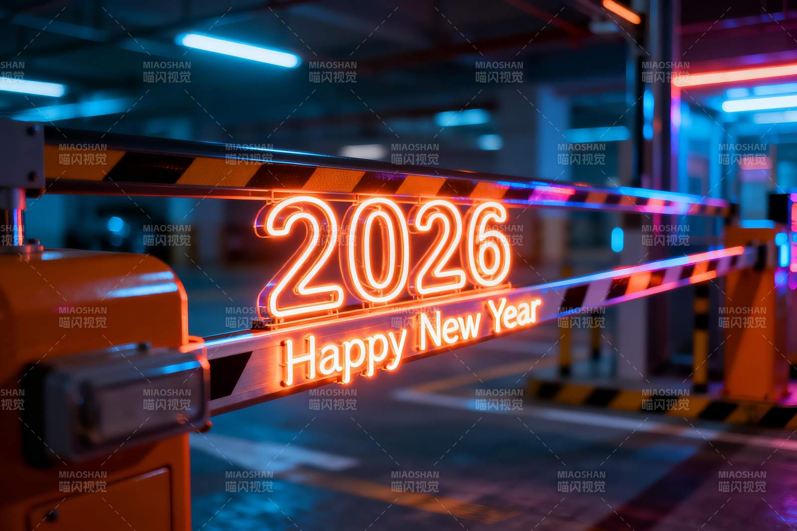 停车场新年霓虹灯装饰图片
