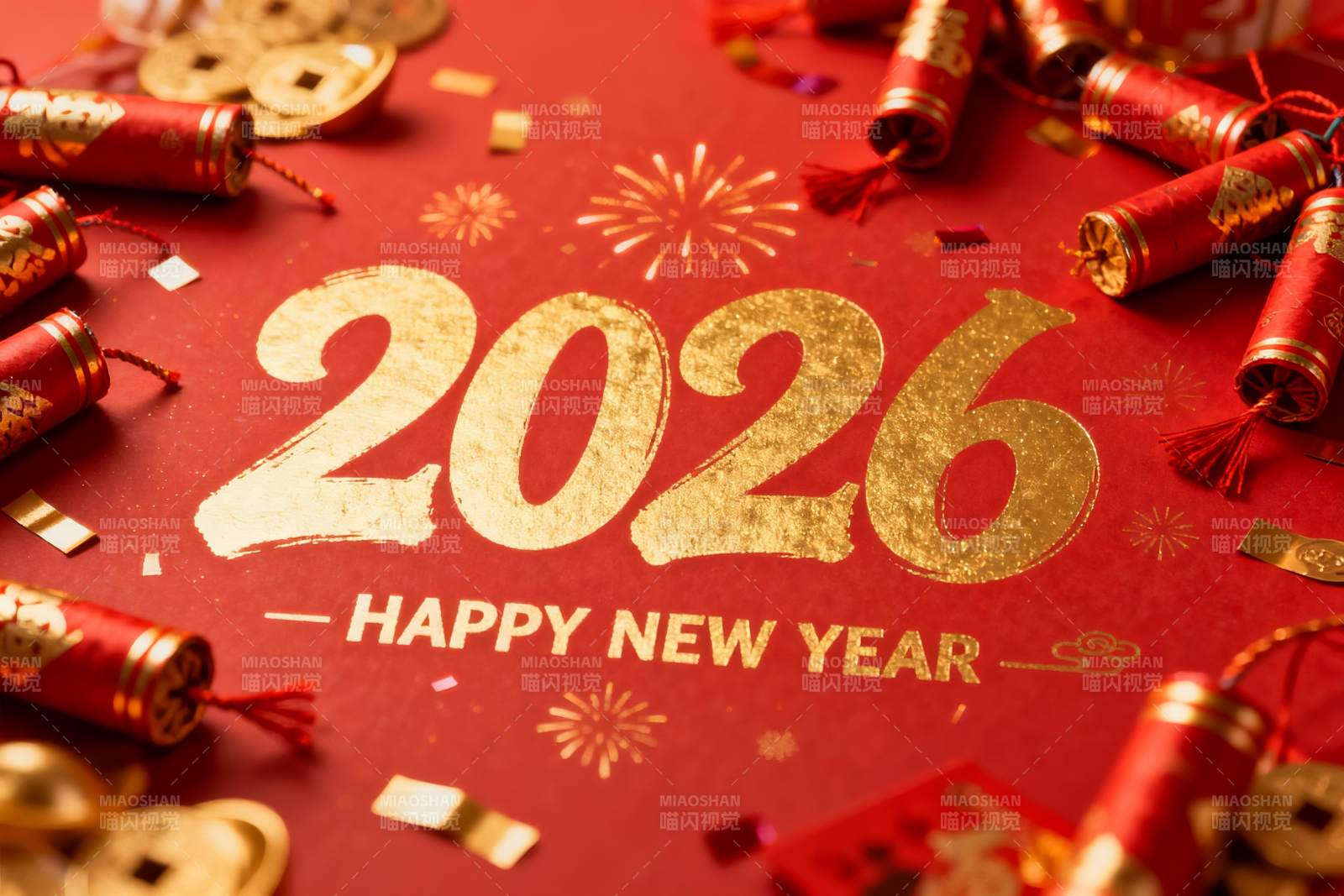 新年2026红色喜庆装饰图片