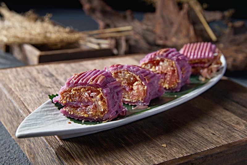 糯米桂花紫薯糕图片