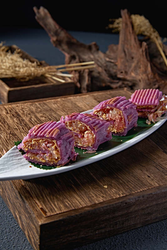 糯米桂花紫薯糕图片