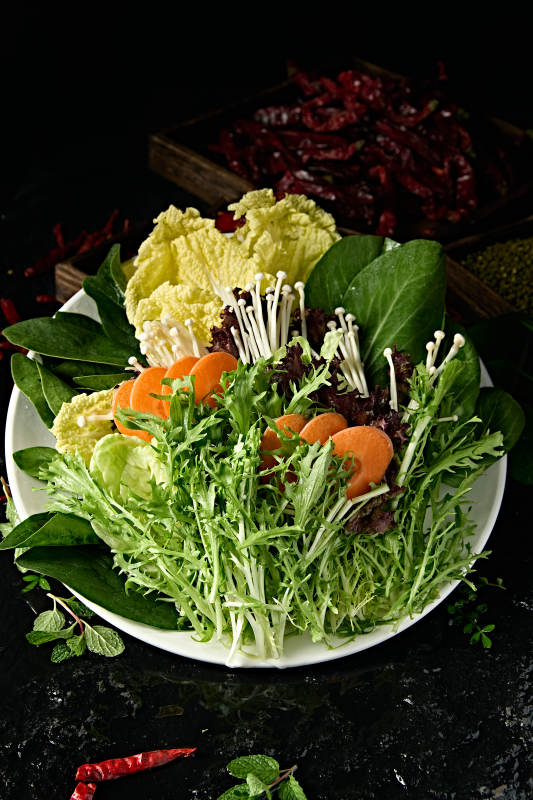 火锅涮品蔬菜菌菇大拼盘图片