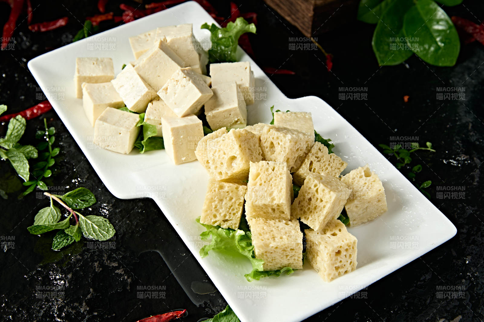 火锅食材鲜豆腐冻豆腐切片拼盘图片