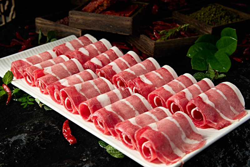 内蒙草原羔羊肉卷切片图片