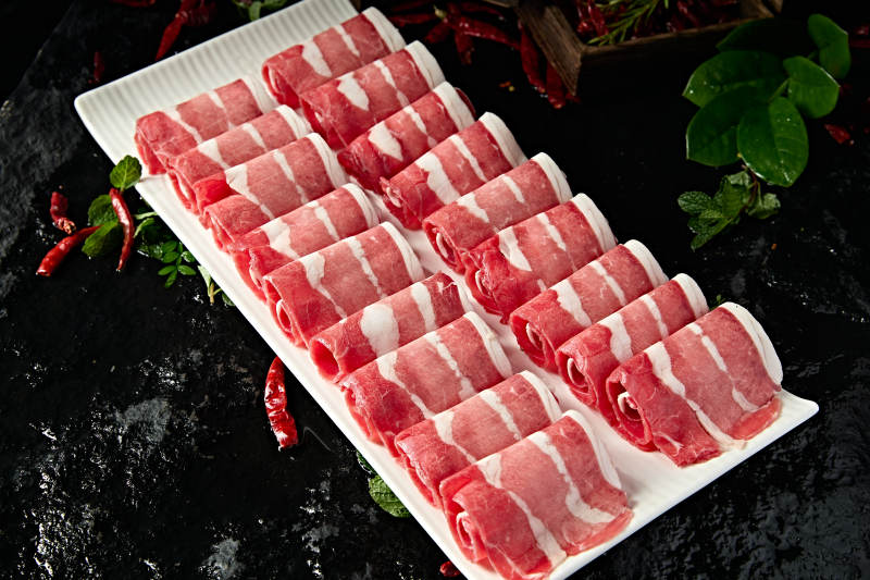 内蒙草原羔羊肉卷切片图片