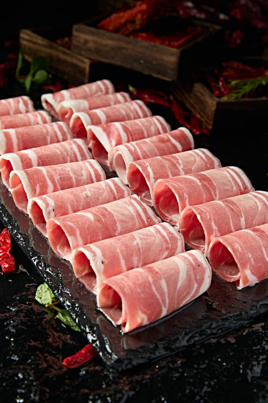 内蒙草原羔羊肉卷切片图片