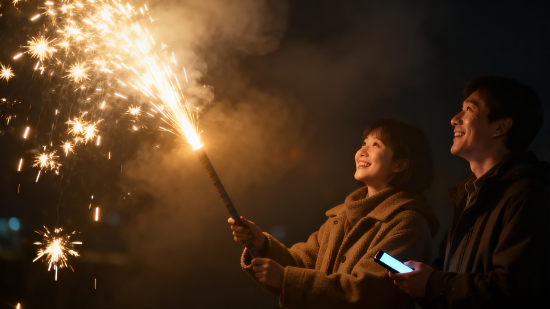 烟火映笑颜图片