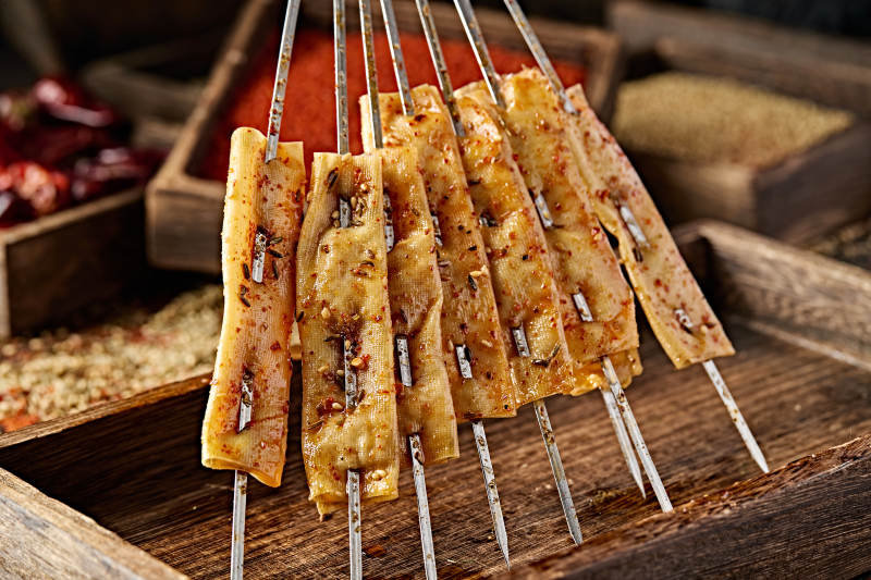 锦州特色烧烤炭烤干豆腐图片