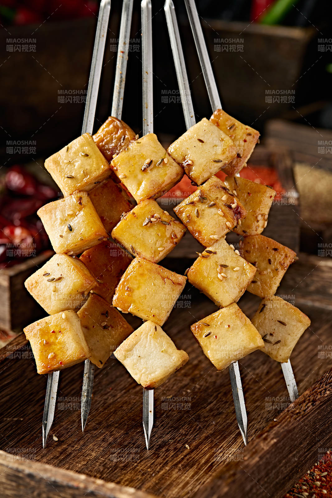 美味烧烤炭烤美味鱼豆腐图片