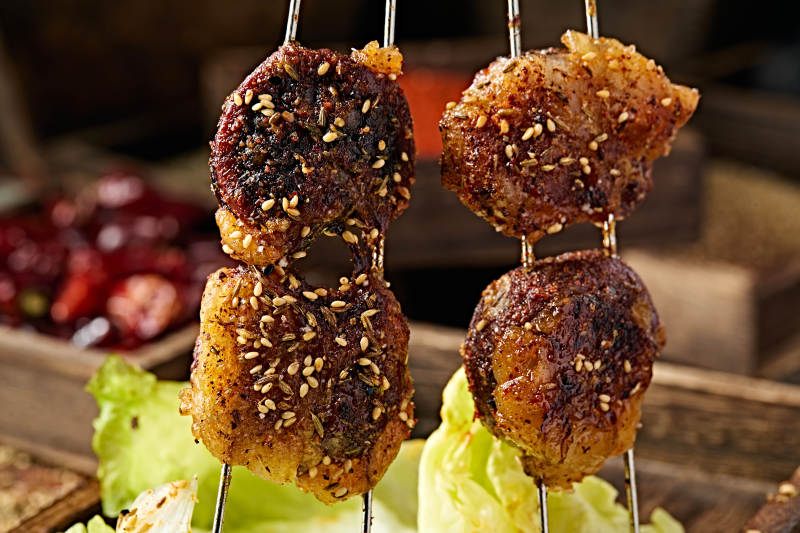 美味烧烤炭火烤羊腰图片