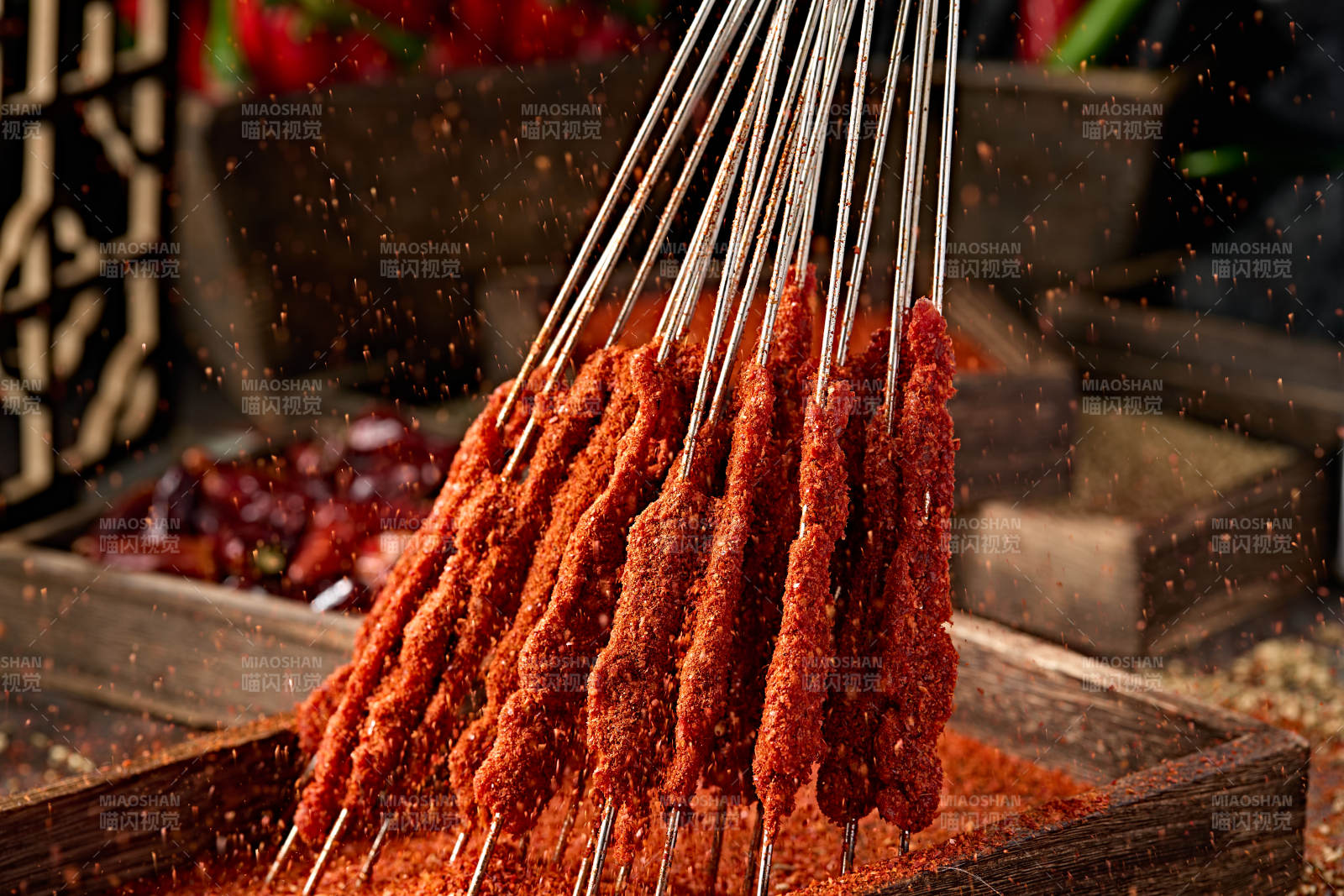 锦州特色辣子生鲜牛肉串刺身图片