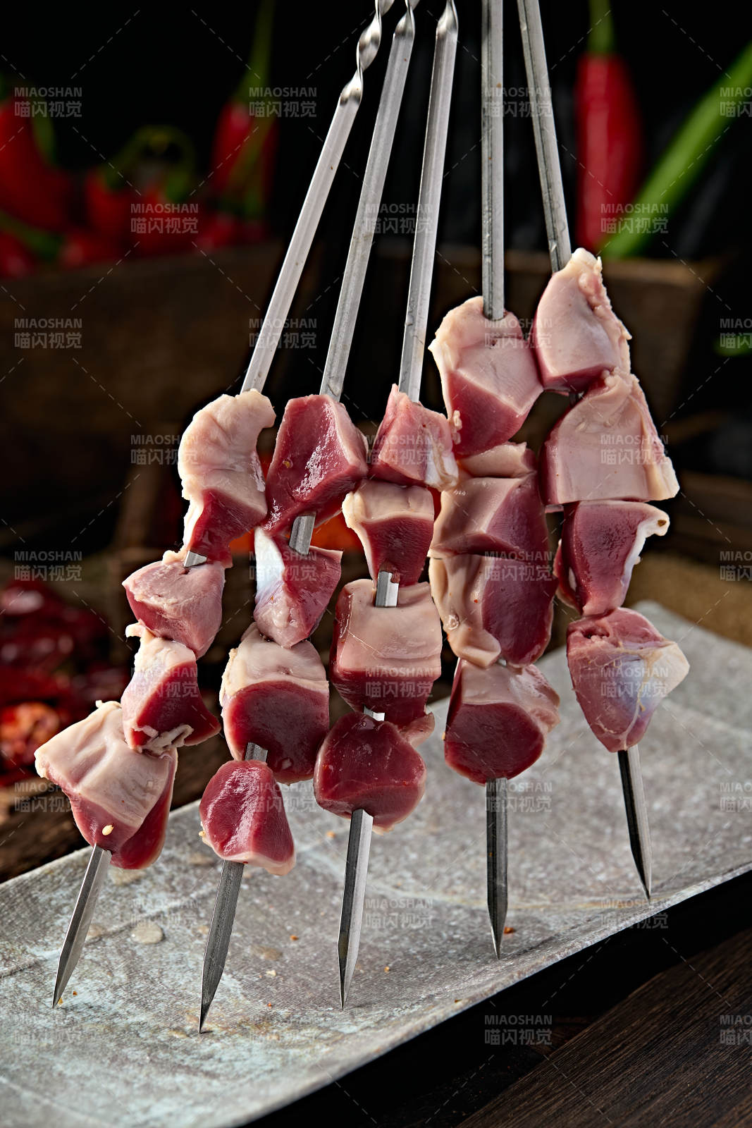 烧烤食材生鲜鸡胗串图片