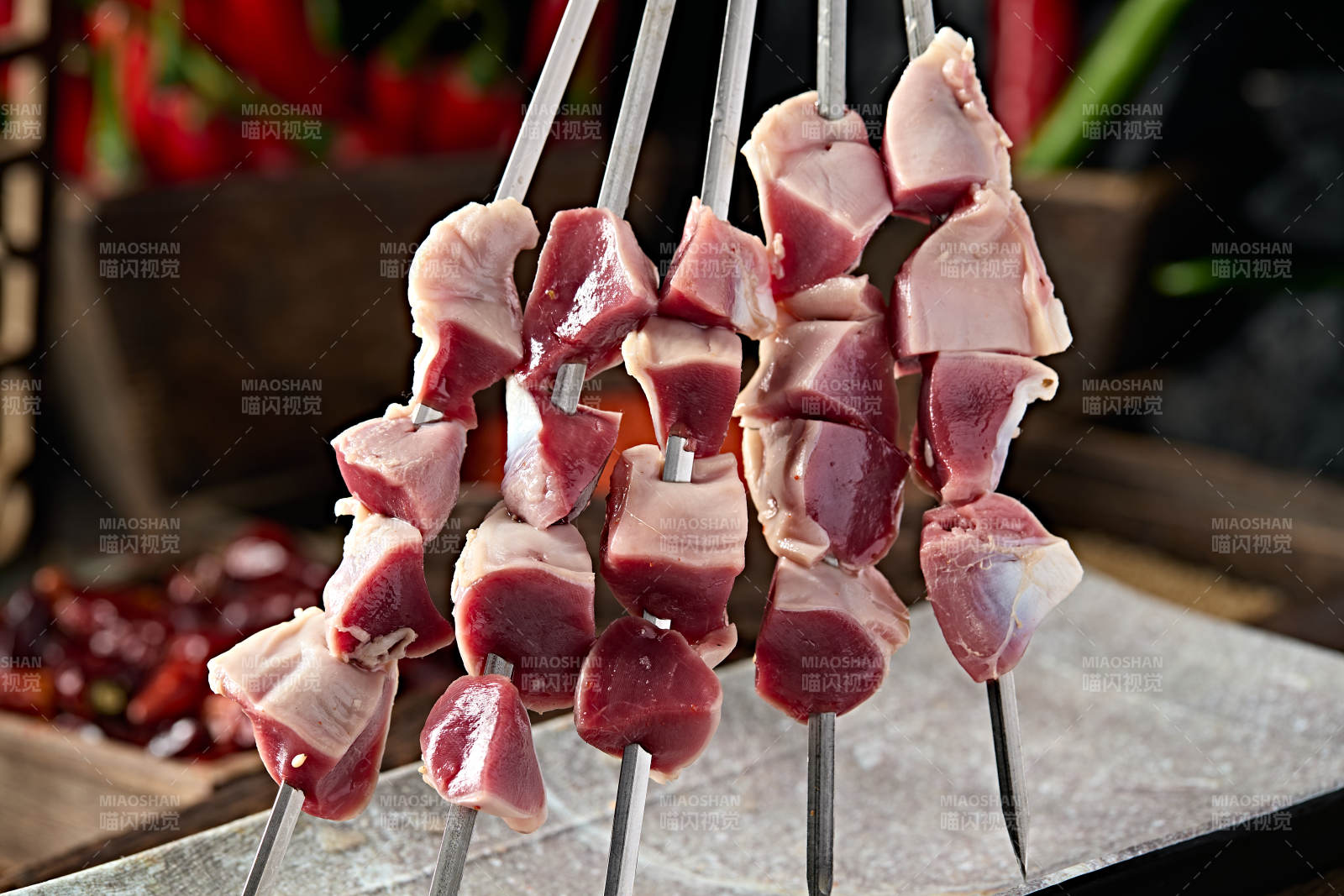 烧烤食材生鲜鸡胗串图片