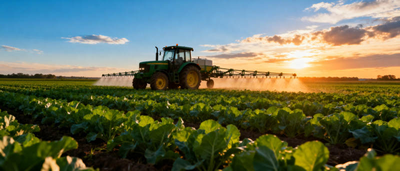 夕阳下的农田作业图片