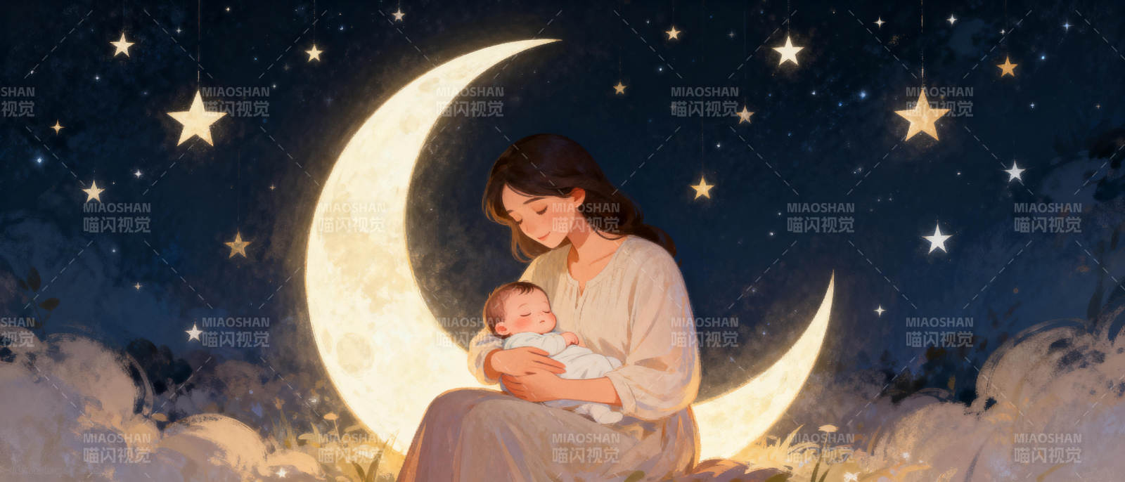 月夜母爱图片