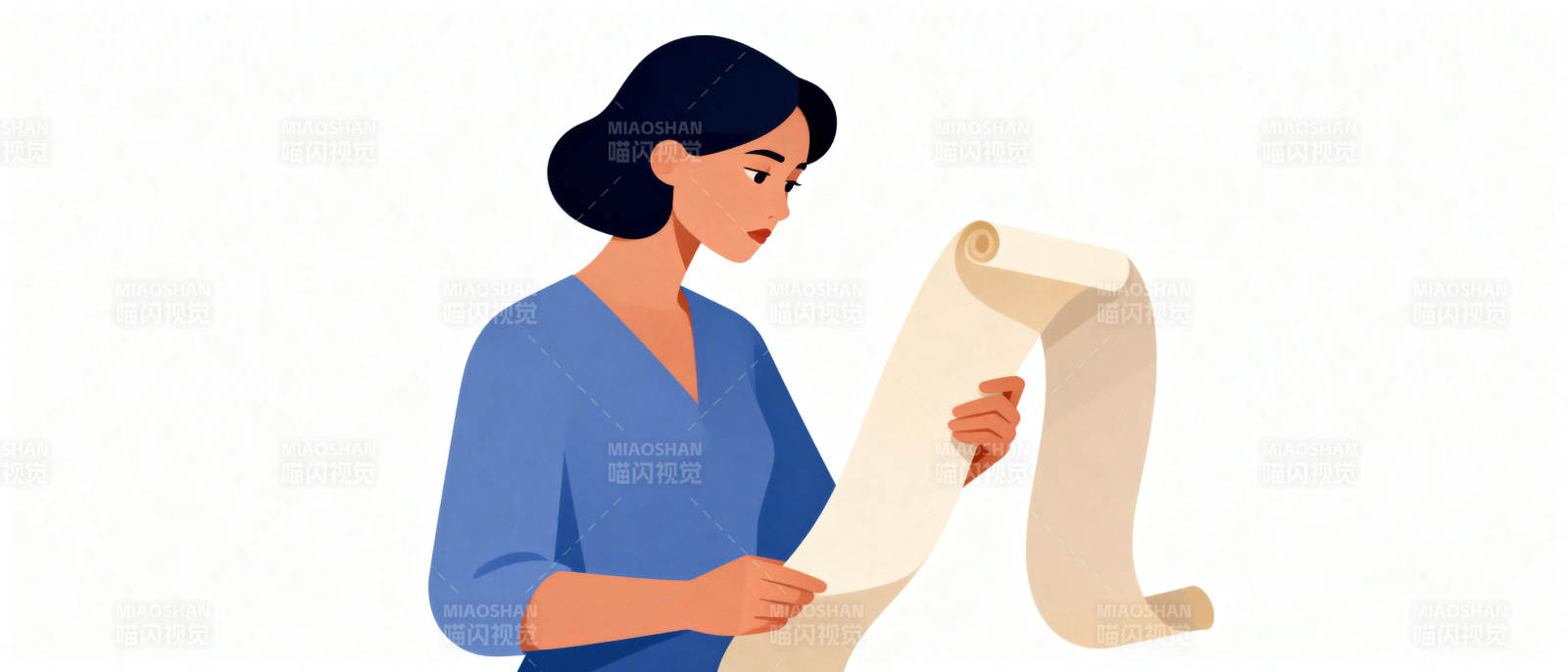 女子阅读卷轴图片