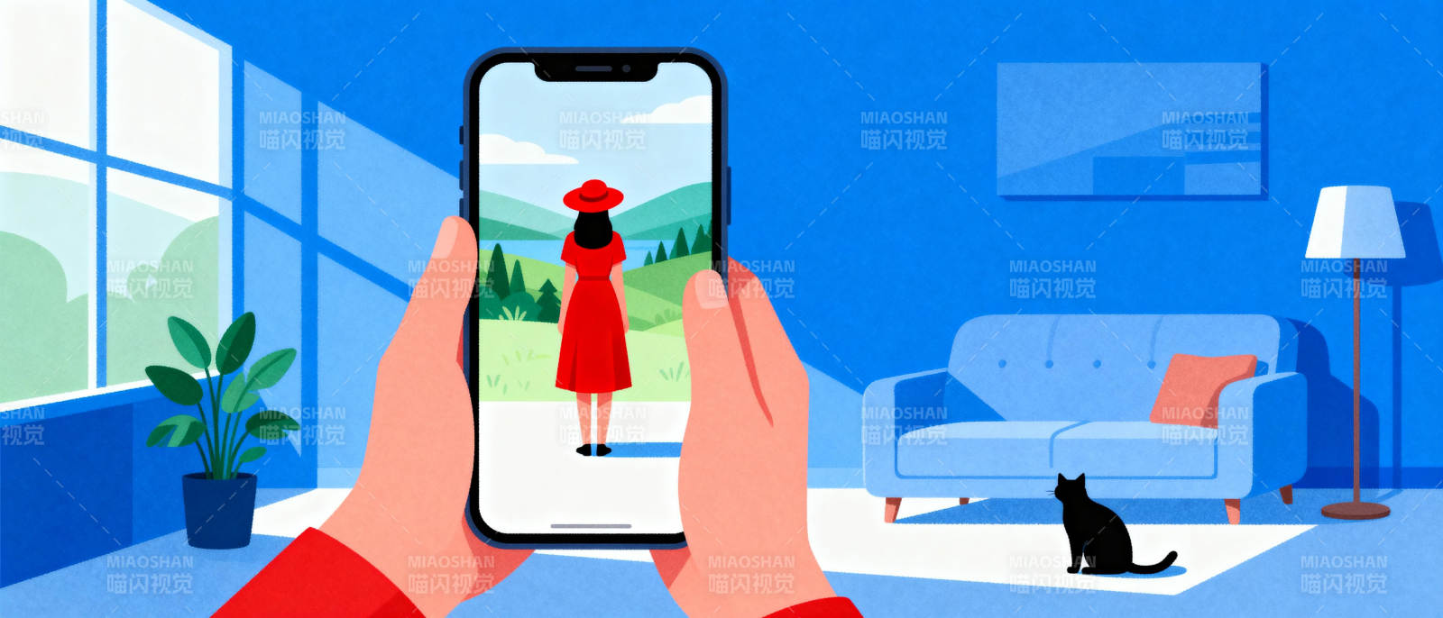 手机里的红衣女子图片