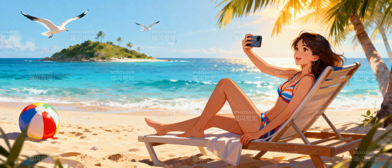 海滩自拍时光图片