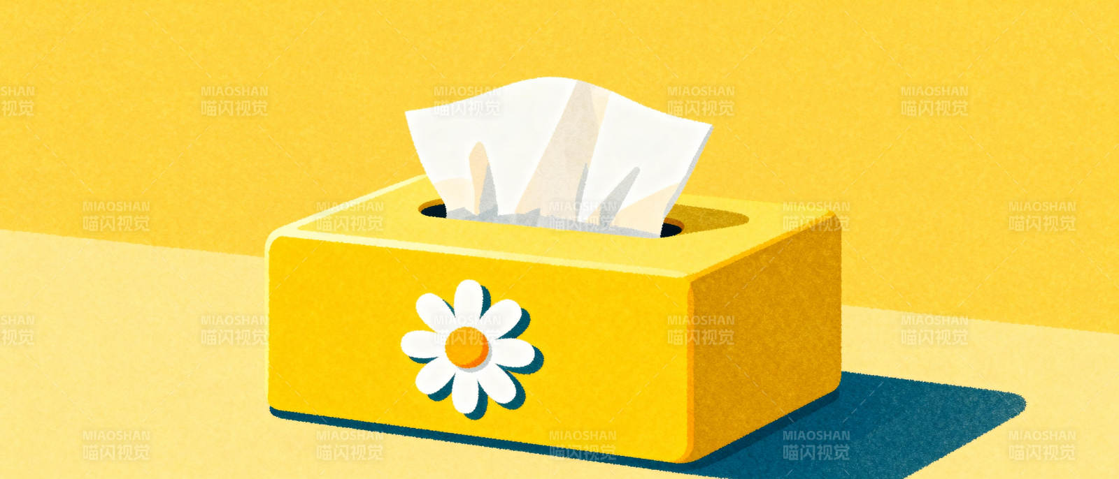 黄色纸巾盒图片