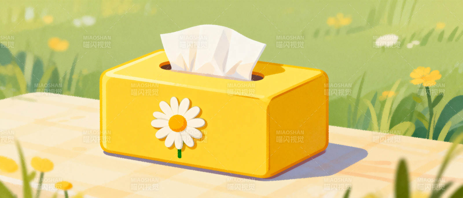 黄色纸巾盒图片