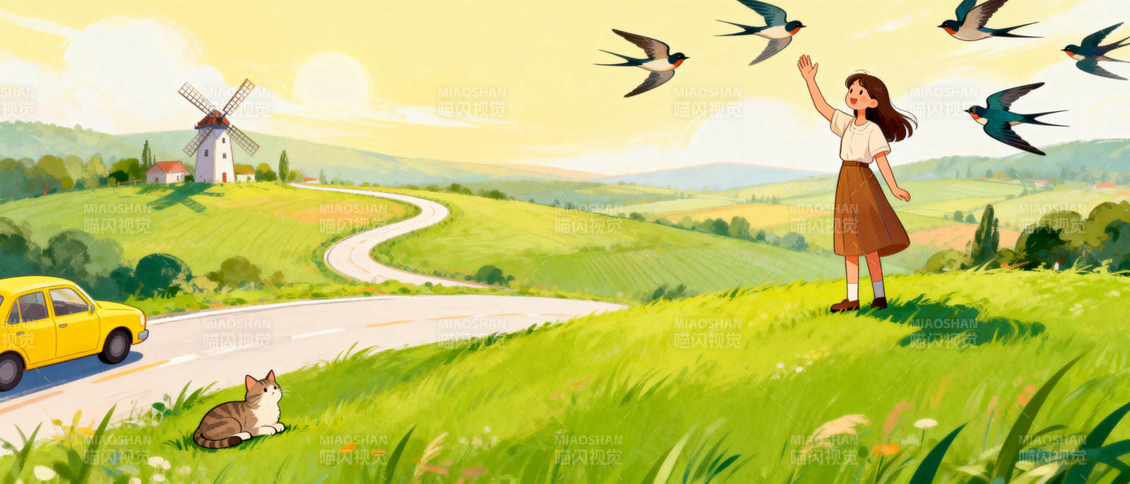 田园春日追鸟记图片