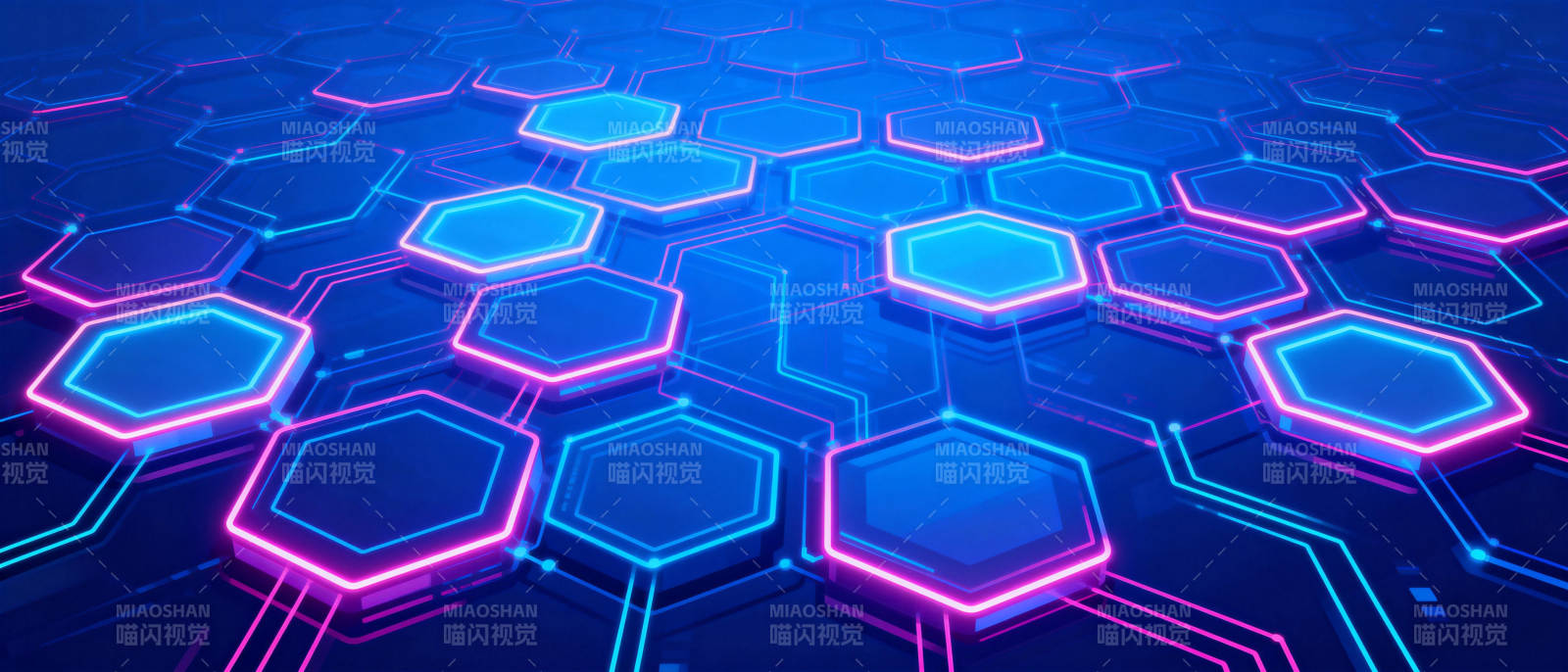 霓虹六边网格图片