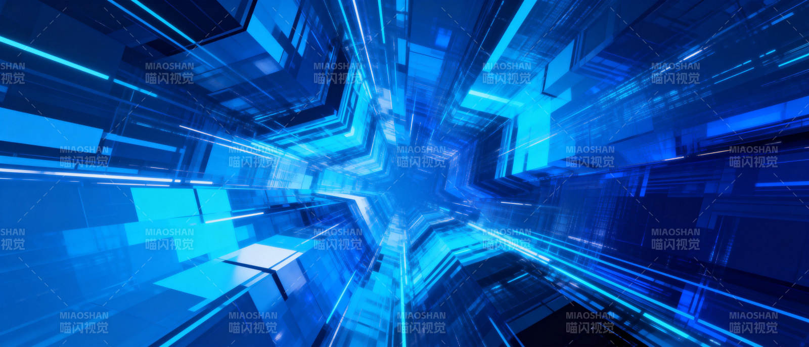 蓝色科技隧道图片