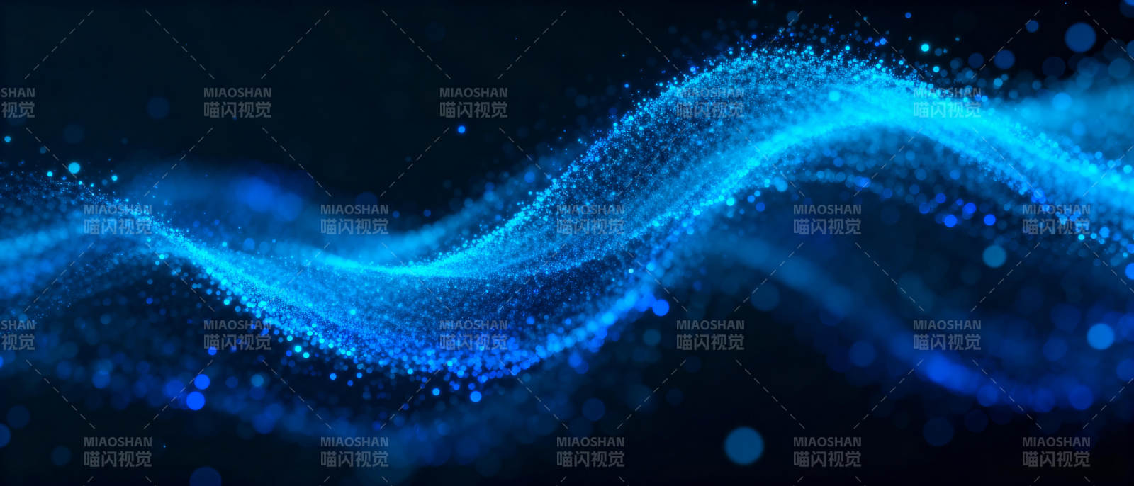 蓝色光波流动图片