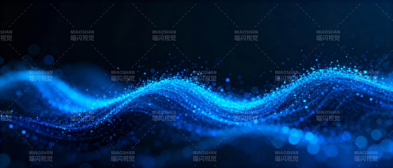 蓝色光波流动图片