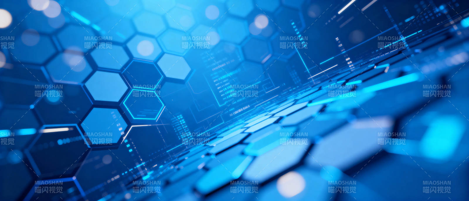 科技蓝光六边形图片