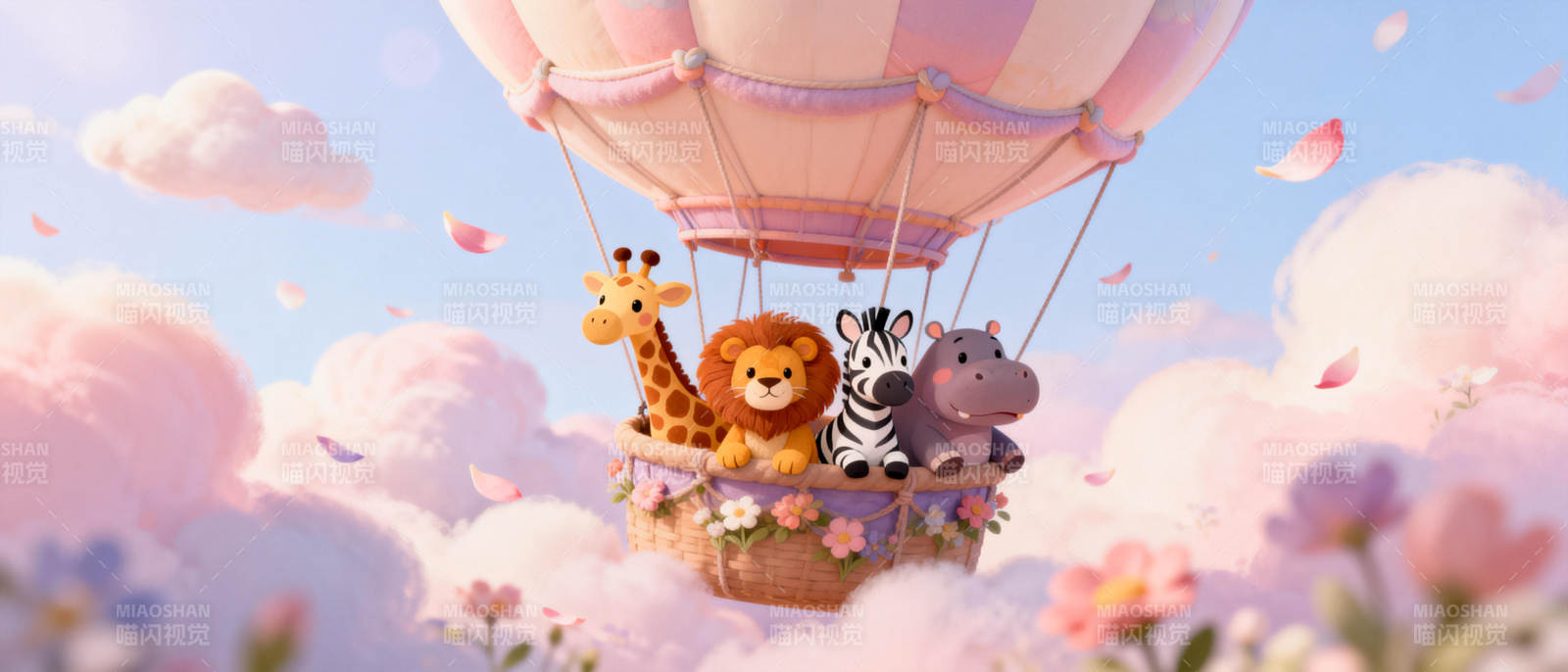 动物热气球冒险图片