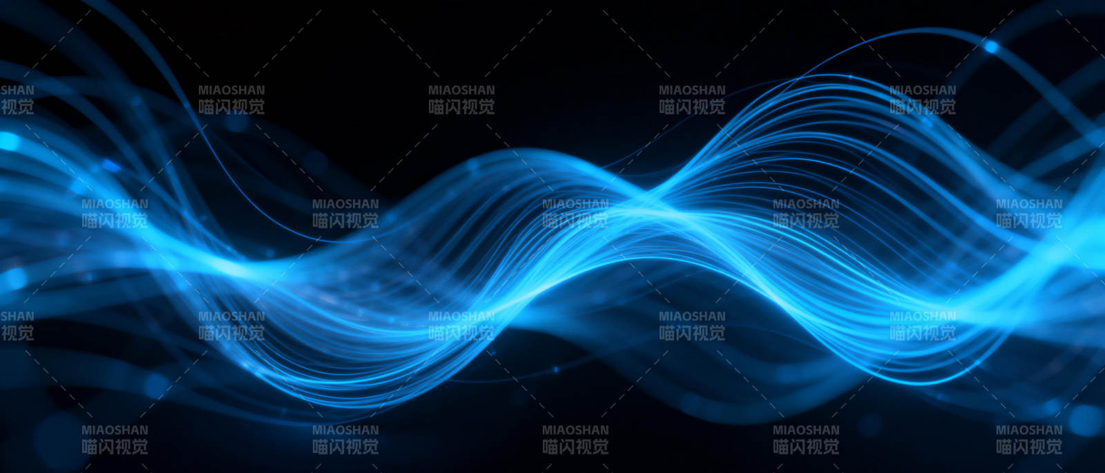 蓝色光波流动图片