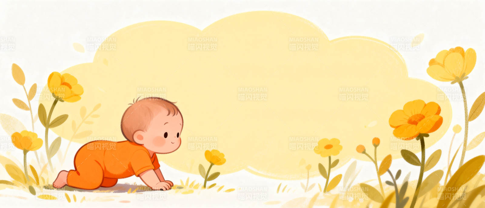 宝宝爬行花丛中图片