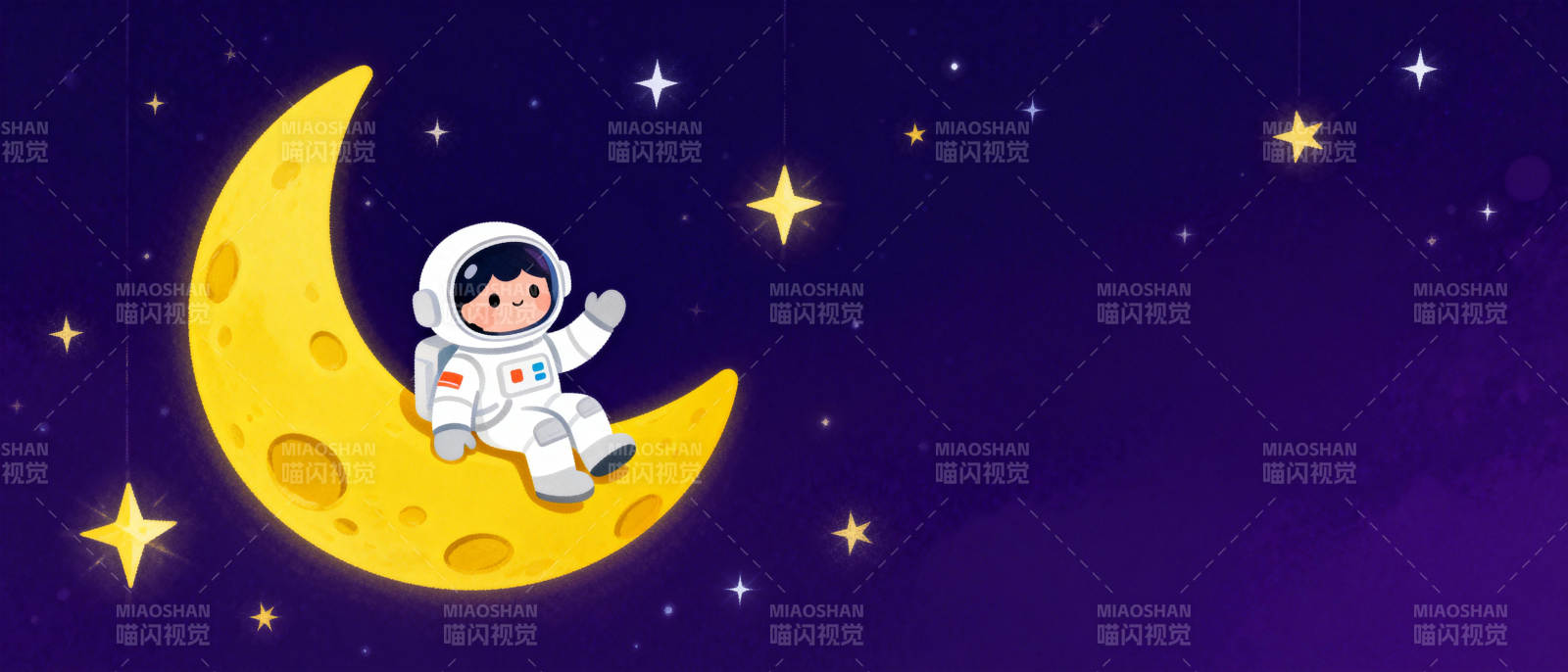 宇航员月牙上休息图片